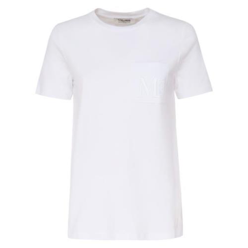 Max Mara Vit Bomull T-shirt med Bröstficka White, Dam