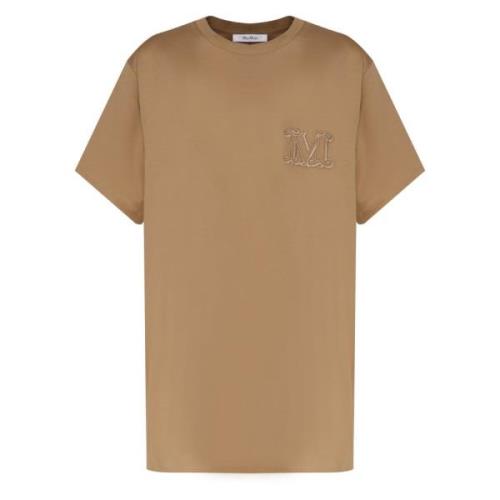 Max Mara Brun Bomull T-shirt med Logotyp Brown, Dam