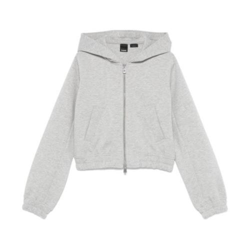 Pinko Grå Sweatshirt med Dragkedja och Huva Gray, Dam