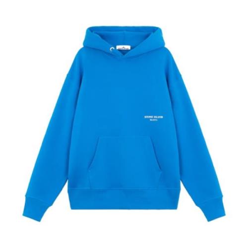 Stone Island Oversized Cotton Fleece Hoodie - Marina Blue, Herr