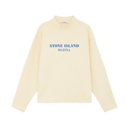 Stone Island Oversized Cotton Fleece Turtleneck Sweater Yellow, Herr