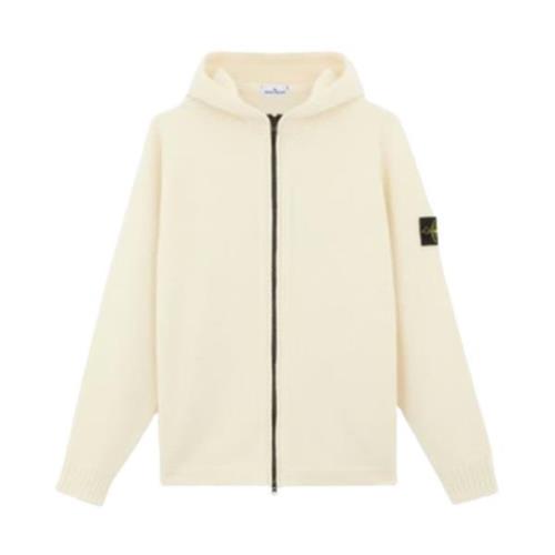 Stone Island Huvad Lamull Full Zip Cardigan Beige, Herr