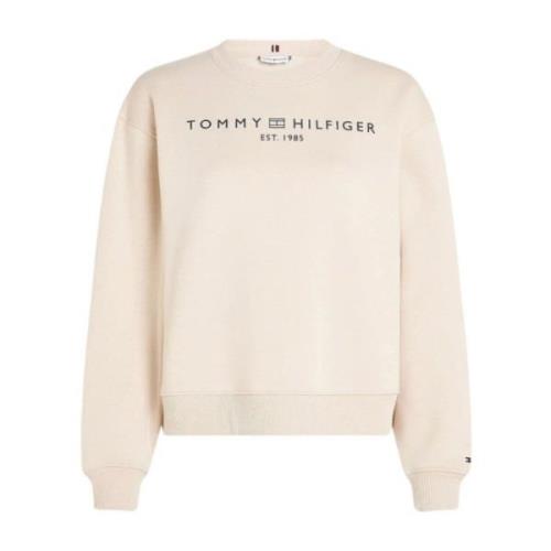 Tommy Hilfiger Modern Logo Crew Neck Sweatshirt Beige, Dam