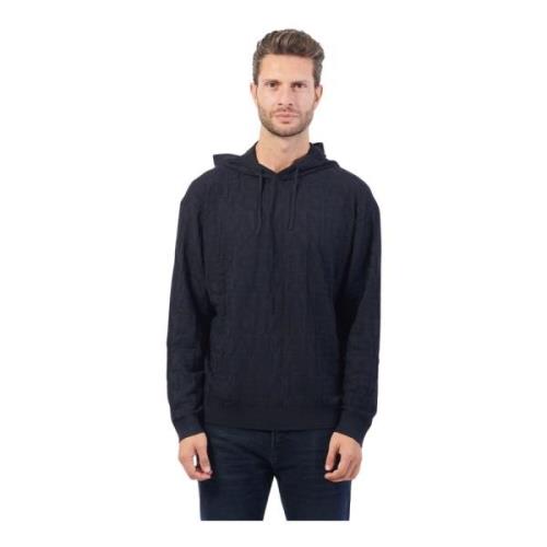 Armani Exchange Hoodie med broderad all-over logotyp Blue, Herr