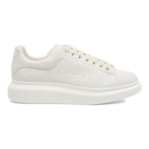 Alexander McQueen Vita Lädersneakers Rund Tå White, Herr