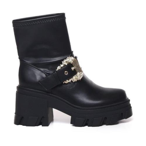 Versace Jeans Couture Svarta Ankelboots med Dekorativ Spänne Black, Da...