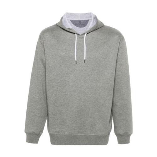 Brunello Cucinelli Mélange Effekt Hoodie Gray, Herr