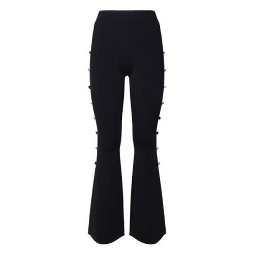 Versace Jeans Couture Svarta Flared Byxor Hög Midja Dragkedja Black, D...