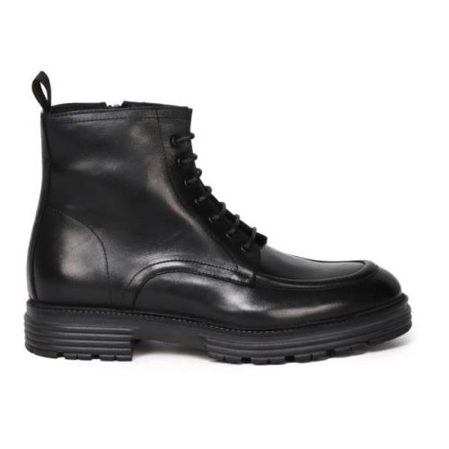 Giuliano Galiano Svarta Platta Ankelboots Snörning Black, Herr