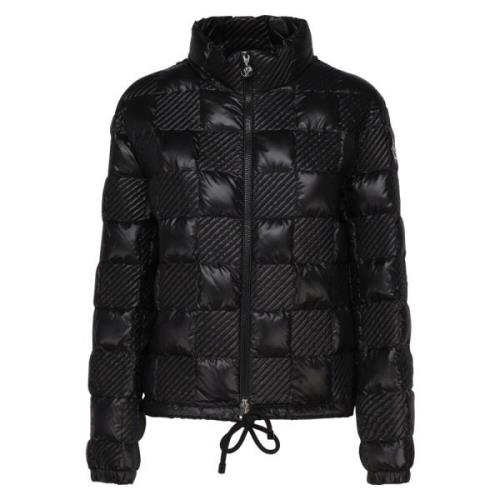 Moncler Svart vadderad jacka med rutigt mönster Black, Dam