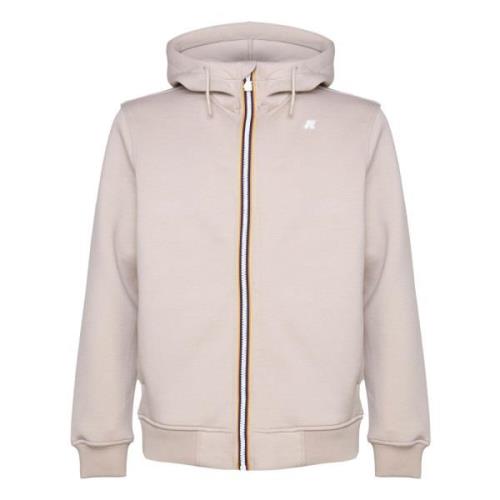 K-Way Beige Zip Hooded Sweatshirt Jacket Beige, Herr