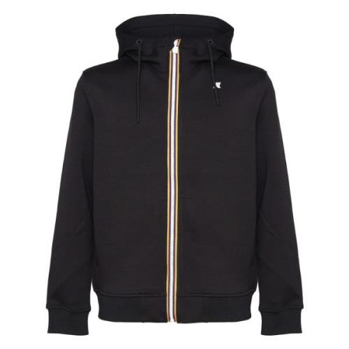 K-Way Svart dragkedja huva sweatshirt jacka Black, Herr