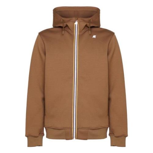 K-Way Dragkedja Huva Sweatshirt Jacka Brun Brown, Herr