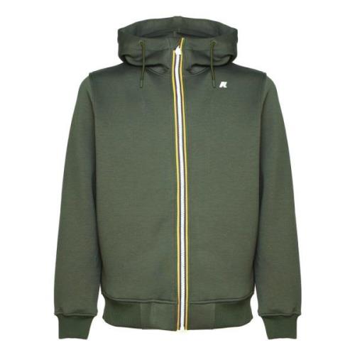 K-Way Grön Dragkedja Huva Sweatshirt Jacka Green, Herr