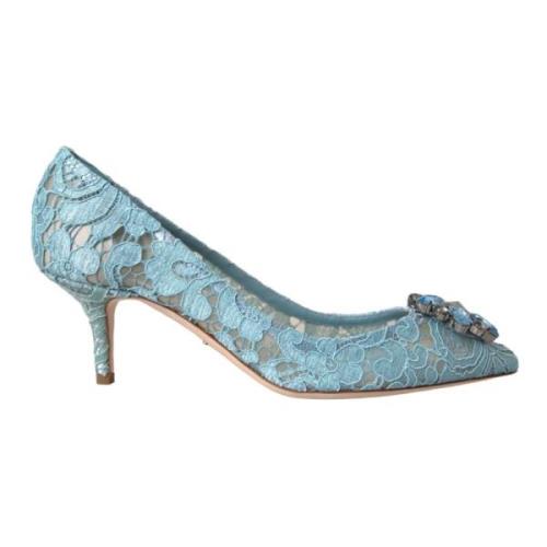 Dolce & Gabbana Bl Taormina Spets Kristall Hl Pumps Blue, Dam