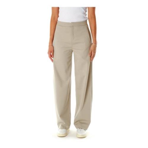 Drykorn Barrel Leg Mid Waist Pants Beige, Dam