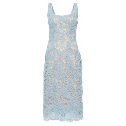 Ermanno Scervino Elegant Lace Dress Blue, Dam