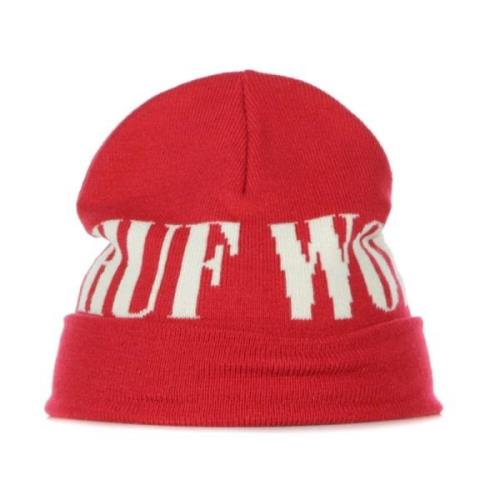 HUF Röd Beanie Mössa för Män Red, Herr