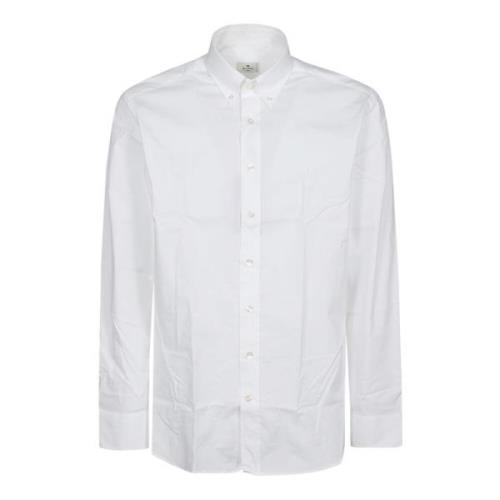 Etro Logo Button Down Skjorta White, Herr