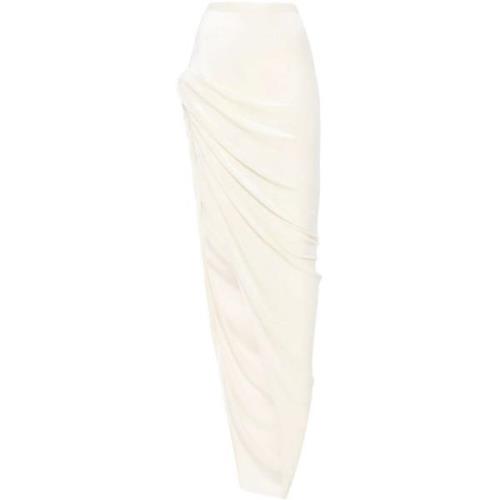 Rick Owens Champagne Twist Kjol White, Dam