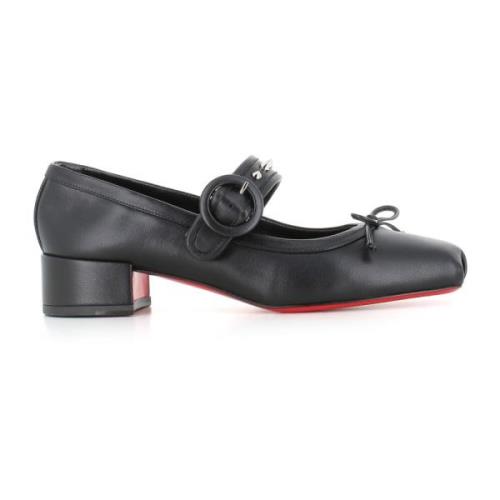 Christian Louboutin Svart klack Décolleté med rosett Black, Dam