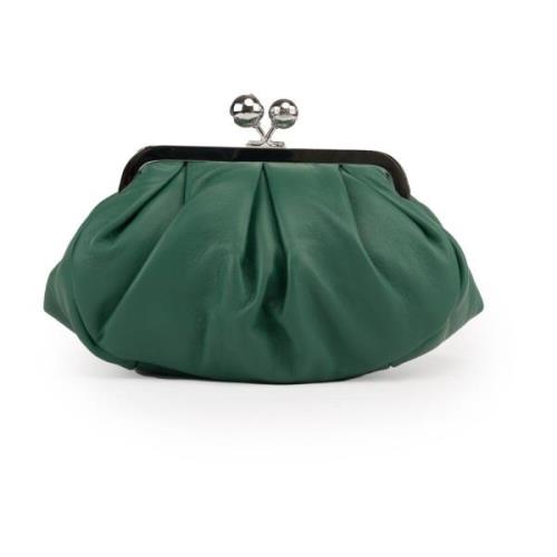 Max Mara Weekend Basilico Läderclutch med Metall Detaljer Green, Dam