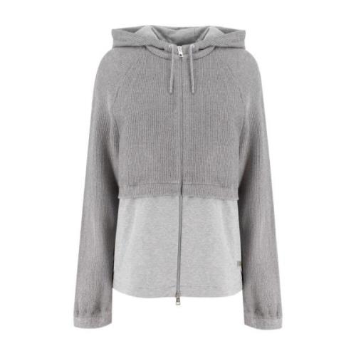 Panicale Dubbeltygs Zip Sweatshirt med Justerbar Huva Gray, Dam