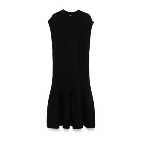 Alaïa Svart Ribbad Godet Klänning Black, Dam