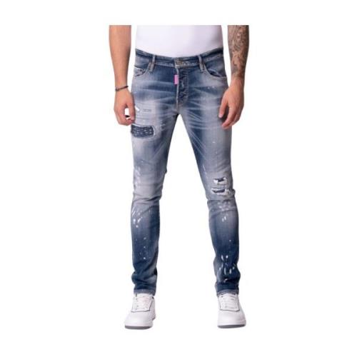 My Brand Rosa Broderade Jeans Blå Blue, Herr