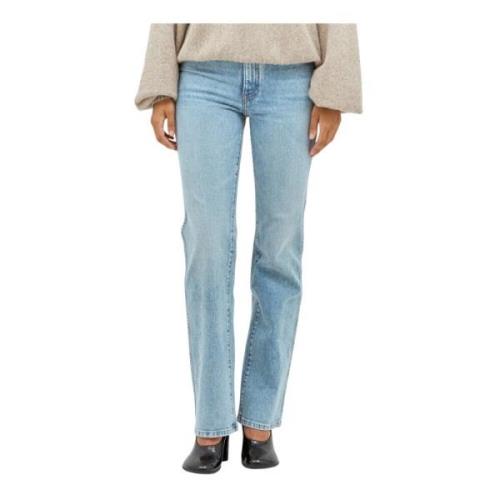 Khaite Ljus Tvätt Mid-Rise Jeans Blue, Dam