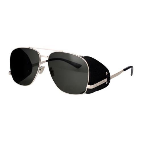 Saint Laurent Läder Spoiler Solglasögon Gray, Herr