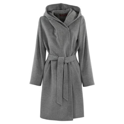 Max Mara Studio Kort ullkappa med huva Gray, Dam