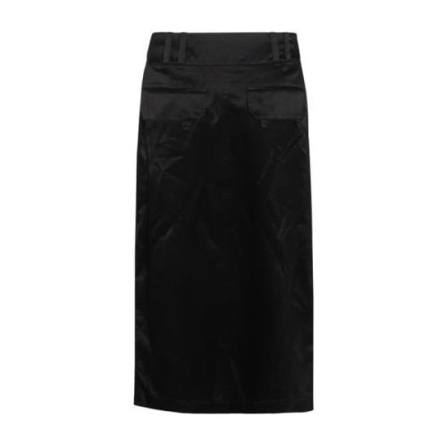 Saint Laurent Silke Midi Kjol Black, Dam