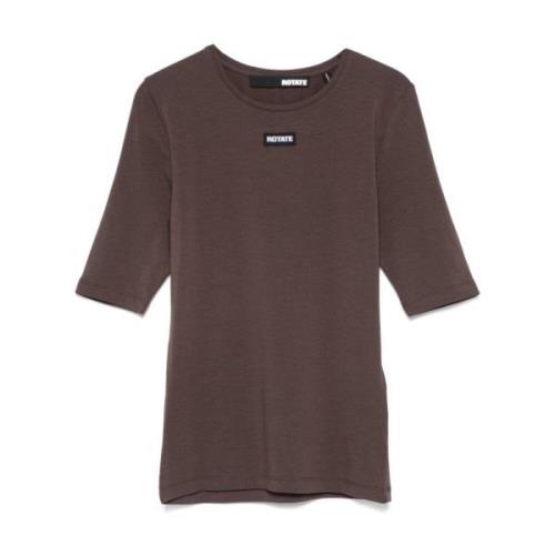 Rotate Birger Christensen Brun Logo Bomull T-shirt Dam Brown, Dam