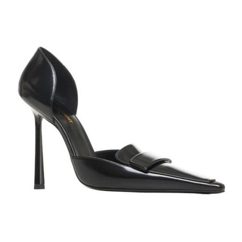 Saint Laurent Svarta Läder DOrsay Pumps med Stiletto Häl Black, Dam