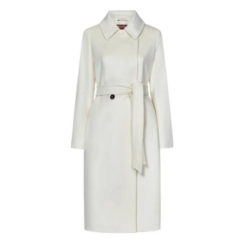 Max Mara Studio Vit Ull Dubbelknäppt Rock White, Dam