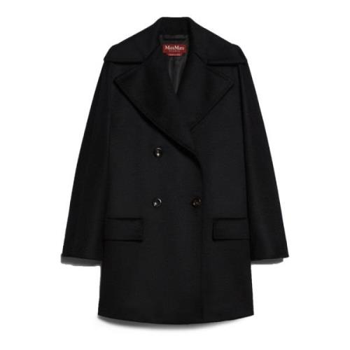 Max Mara Studio Svart Ull Caban Kappa Black, Dam