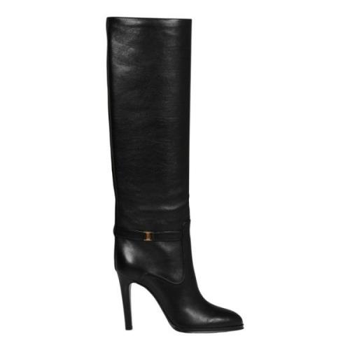 Saint Laurent Skor med klack i grained läder Black, Dam