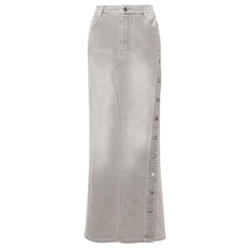 Ermanno Scervino Stilig Denimkjol med Distressed Detaljer Gray, Dam