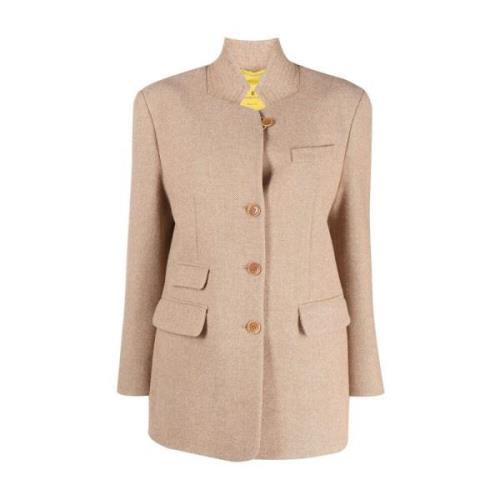 Ermanno Scervino Elegant Single-Breasted Jacket Beige, Dam