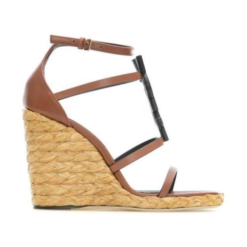 Saint Laurent Stiliga Wedge Espadriller för Kvinnor Brown, Dam