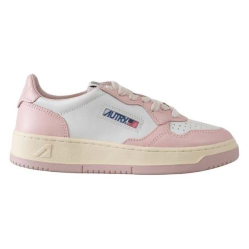 Autry Beige och vita lädersneakers Pink, Dam