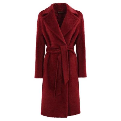 Max Mara Studio Bältad Alpacka Ullrock Röd Red, Dam