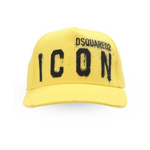 Dsquared2 Gul Spray Logo Baseball Cap Yellow, Herr