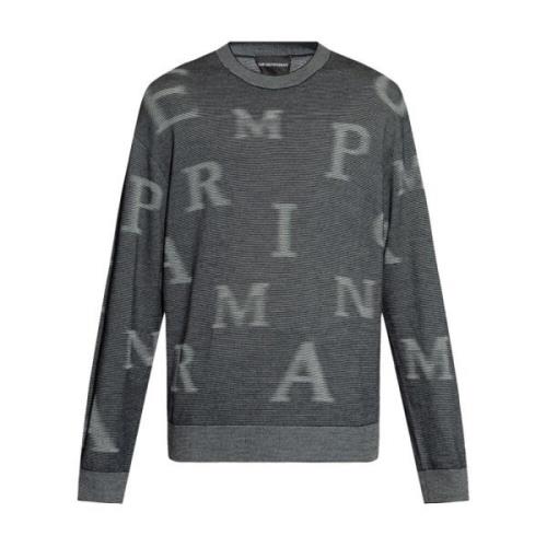 Emporio Armani Grå Ull Crewneck Tröja Gray, Herr