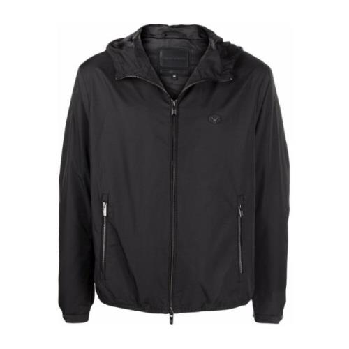 Emporio Armani Svart Nylon Blouson Jacka Black, Herr