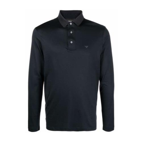 Emporio Armani Navy Polo Skjorta Långärmad Blue, Herr