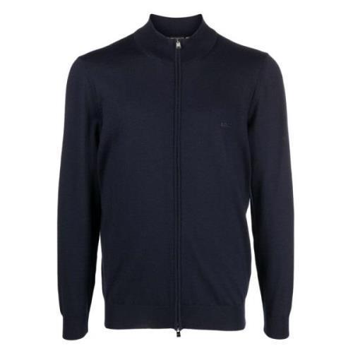 Hugo Boss Ull Cardigan med Hel Dragkedja Blue, Herr