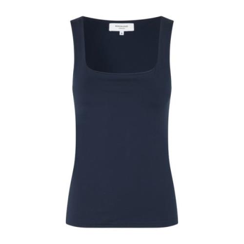 Rosemunde Blå Square Neck Top Blue, Dam