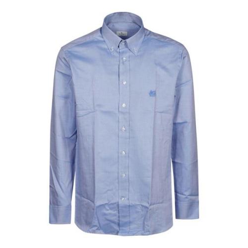 Etro Logo Button Down Skjorta Blue, Herr